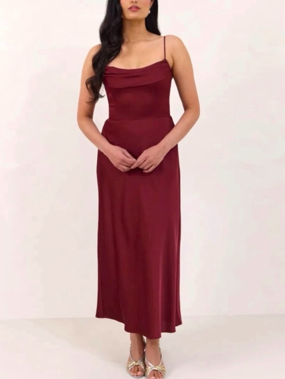 Merlot Satin Midi Dress NWT Park & Fifth Rosedale Wine Red Bridesmaid Wedding L